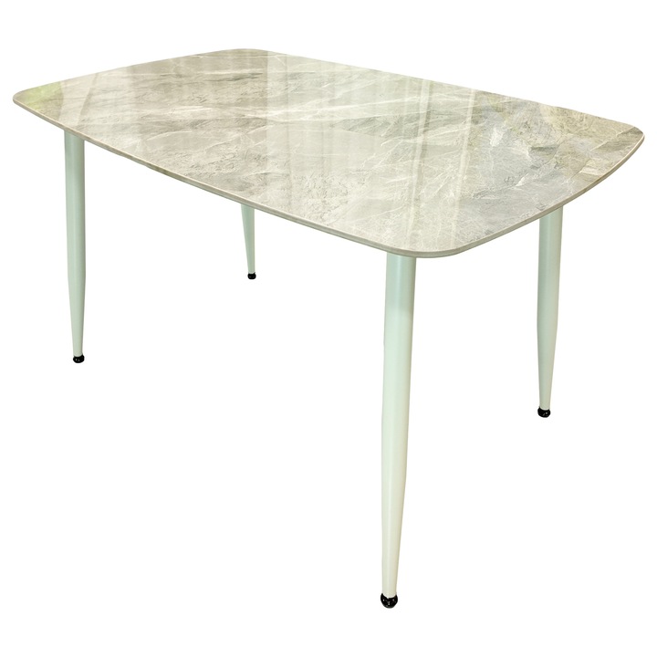Masa DENVER Viena, ceramică sintered stone gri, picioare metalice bej, 120x80x73 cm