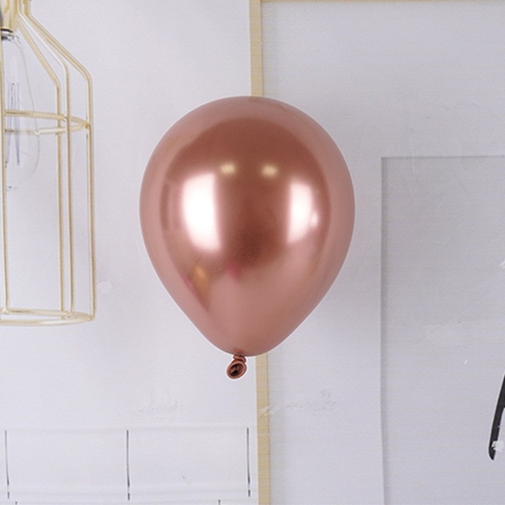 Produs premium - Set 12 Baloane, Southern Sky, din Latex Chrome, 30 cm, Roz-Auriu