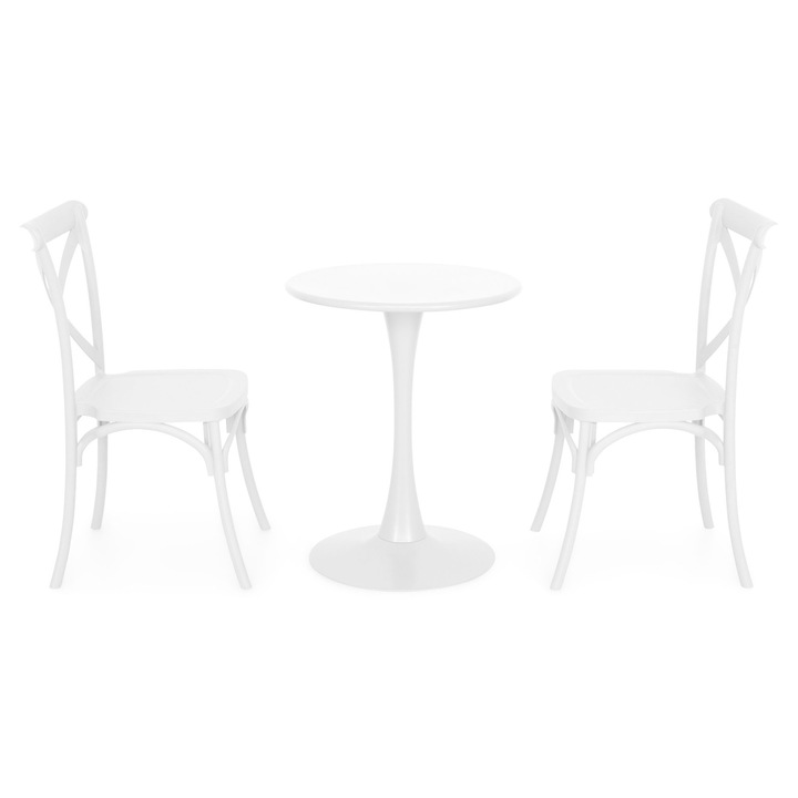 Set mobilier gradina/terasa 2 scaune si masa, Maison Mex PLEZURO/SUCCOR, alb