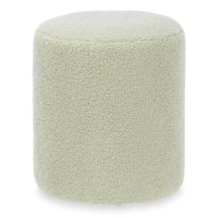 Taburet cilindru Giftdecor, 32 x 36 cm, Textil Sheepskin, cadru MDF, culoare Verde