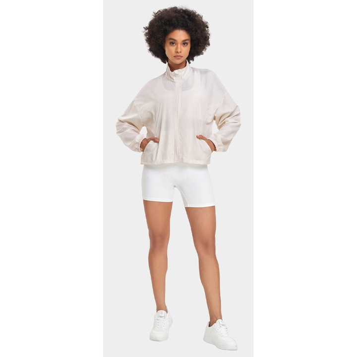 Jachetă sport damă Vutru, bej, mărimea M, 100% poliester, fermoar complet, două buzunare laterale