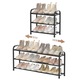 Pantofar Extensibil, Raft Telescopic pentru Pantofi, 3 Rafturi, Extensibil de la 45cm la 80cm, Capacitate 8-12 Perechi, Material Metalic Durabil, Usor de Asamblat, Ideal pentru Dormitor si Hol, Negru