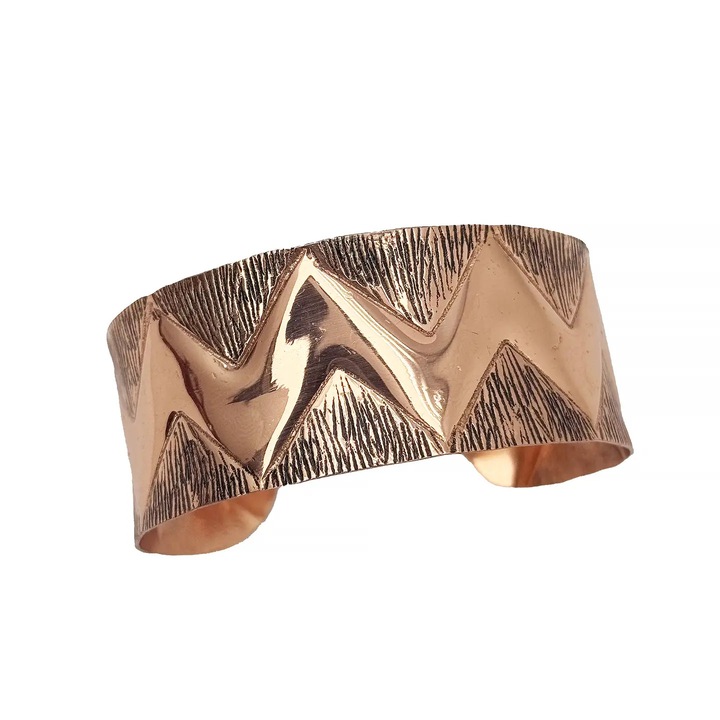 Bratara cupru ZigZag # 10, Druzy, pietre semipretioase