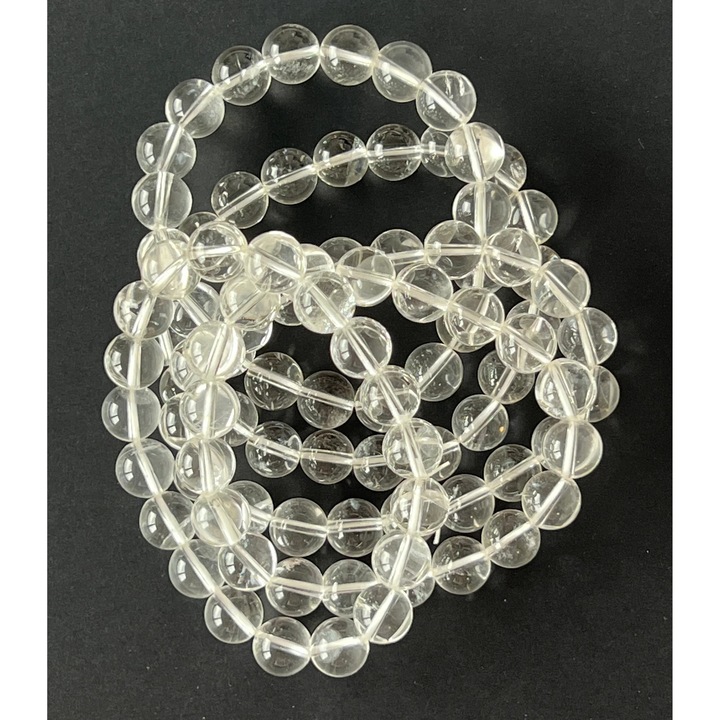 Bratara din cuart de stanca/cristal incolor, Druzy, pietre semipretioase, 10 mm, Model 2