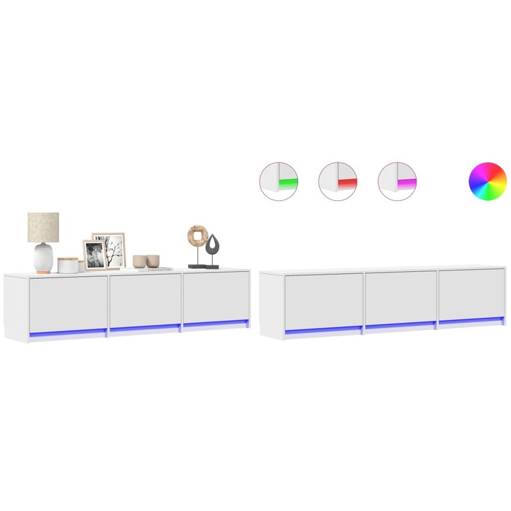Dulap TV cu LED, alb, 165x34x40 cm, lemn prelucrat