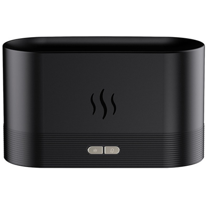 Difuzor aromaterapie SDEPOT, ultrasonic, efect flacara, negru, 17x10x7cm, capacitate 180ml