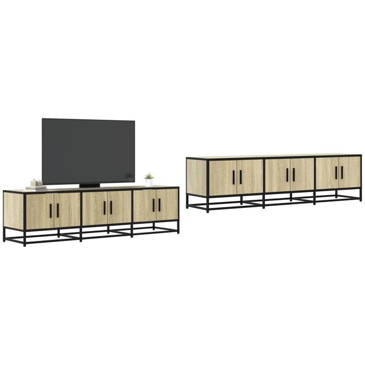 Dulap TV, stejar sonoma, 150x35x41 cm, lemn prelucrat si metal