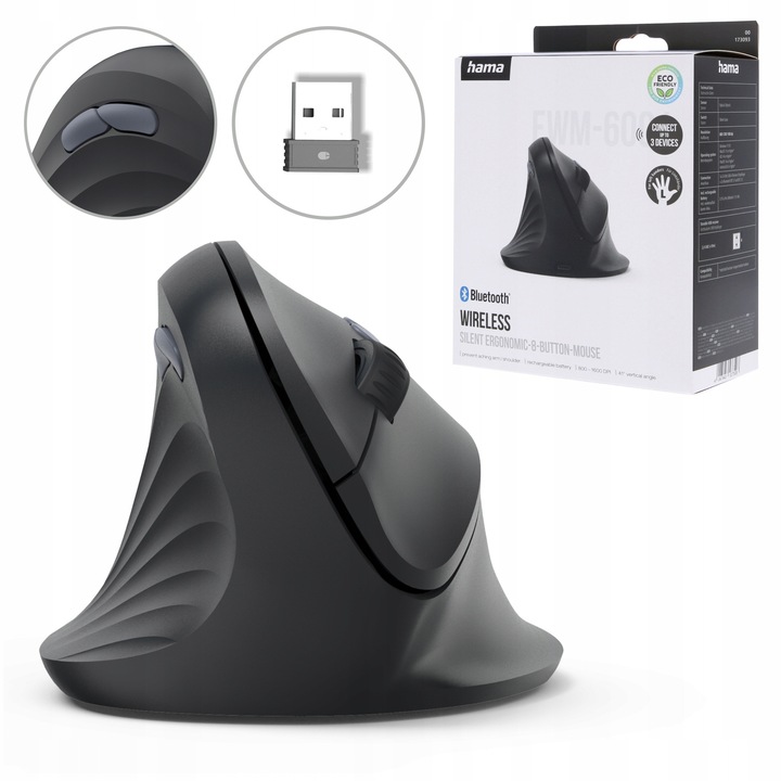 Mysz Ergonomica Hama EWM-600L USB-C Bluetooth pentru Stangaci