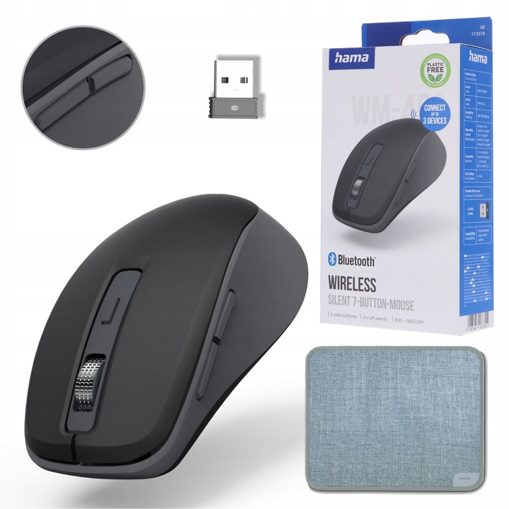 Безжична мишка Hama WM-450 Bluetooth + USB + Подложка