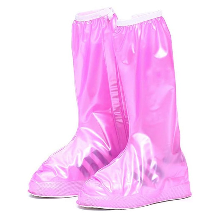 RainStep Guard – Protectii Impermeabile pentru Incaltaminte, Marime S, 34-35, Material Rezistent, Anti-alunecare, Inchidere Eficienta, Elastic de Siguranta, Ideal pentru Ploaie, Noroi sau Drumetii, Roz