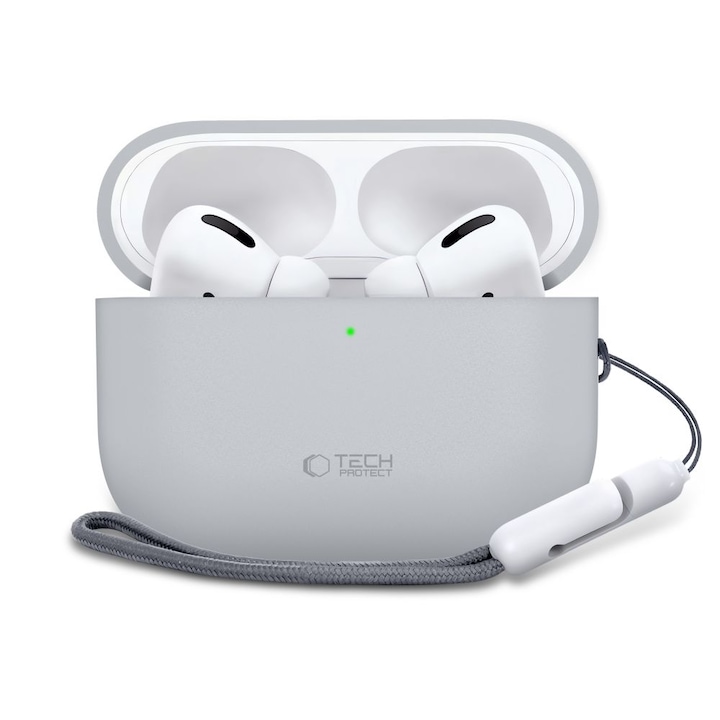 Carcasa Tech-Protect Silicone compatibila cu Apple AirPods Pro 3, Gri