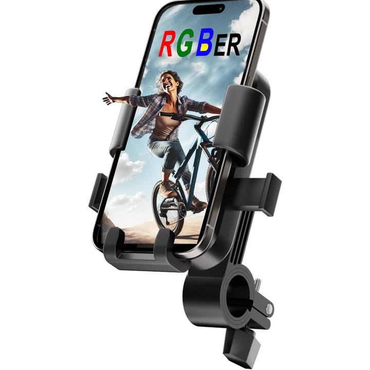 Suport telefon bicicleta ANQIAOER, rotire 360°, design antiderapant, compatibilitate smartphone 4.7-7.0 inch
