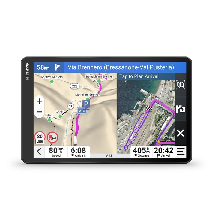 Dispozitiv de navigație Garmin Dezl LGV720, ecran 7", hărți UE preinstalate, avertizări meteo
