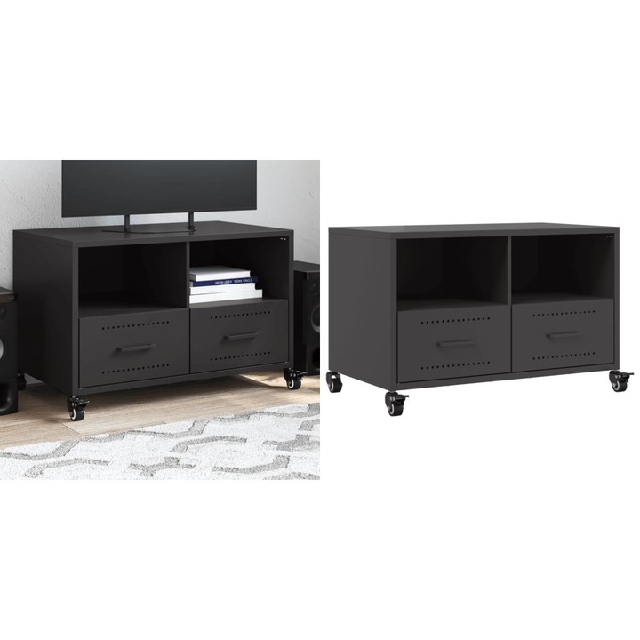 Dulap TV, negru, 68x39x43, 5 cm, otel