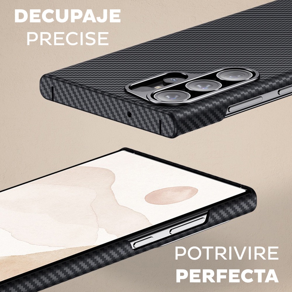 Husa din fibra de aramida/Kevlar pentru Samsung Galaxy S24 Ultra Daden®, MagSafe Integrat, Protectie Antisoc, Camera Ultra Safe, Negru