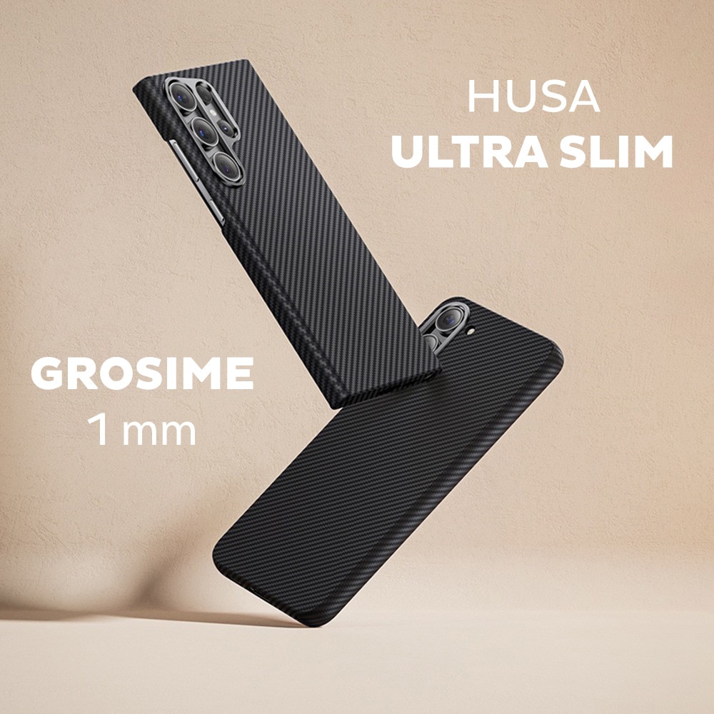Husa din fibra de aramida/Kevlar pentru Samsung Galaxy S24 Ultra Daden®, MagSafe Integrat, Protectie Antisoc, Camera Ultra Safe, Negru