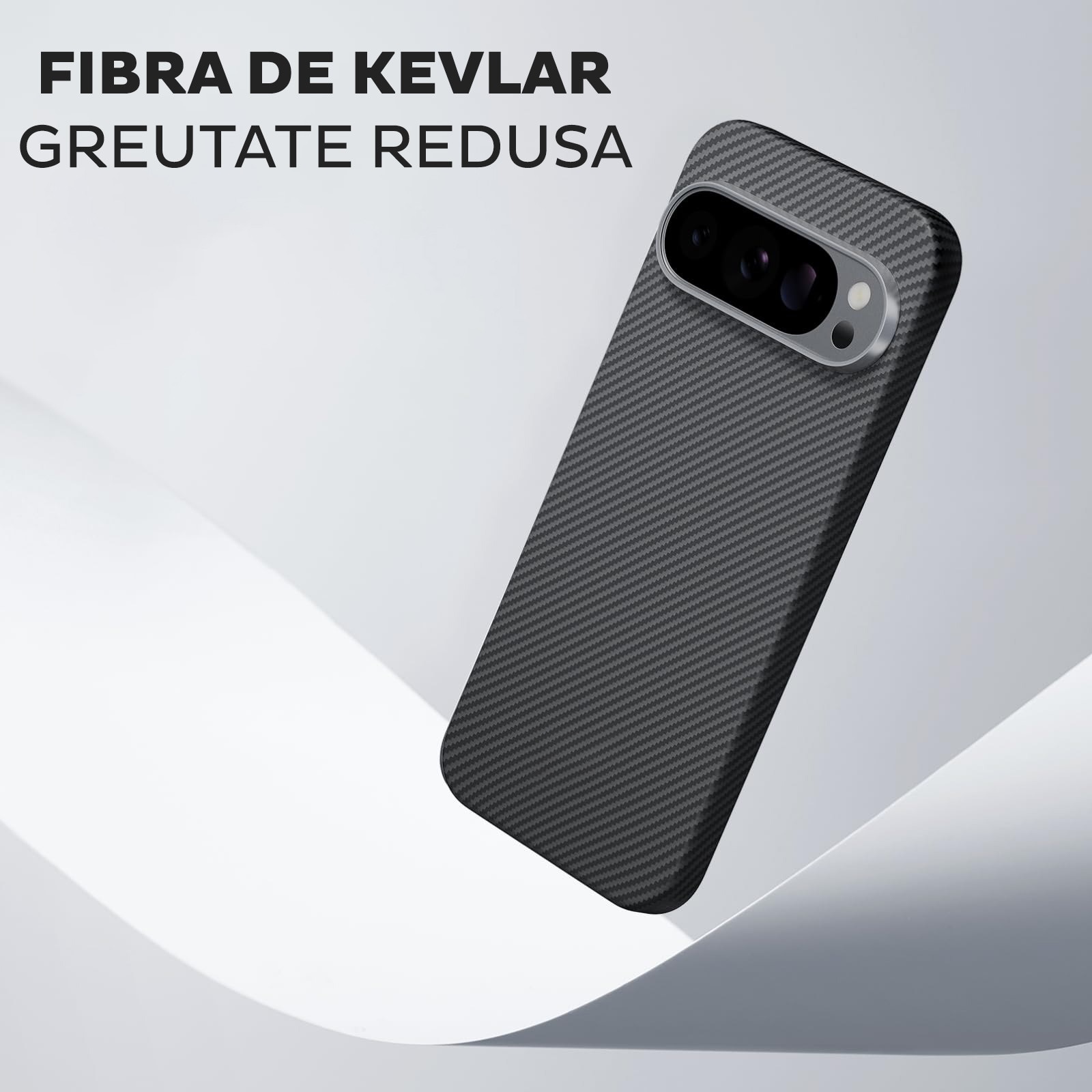 Husa din fibra de aramida/Kevlar pentru Google Pixel 9 Pro Daden®, MagSafe Integrat, Protectie Antisoc, Camera Ultra Safe, Negru