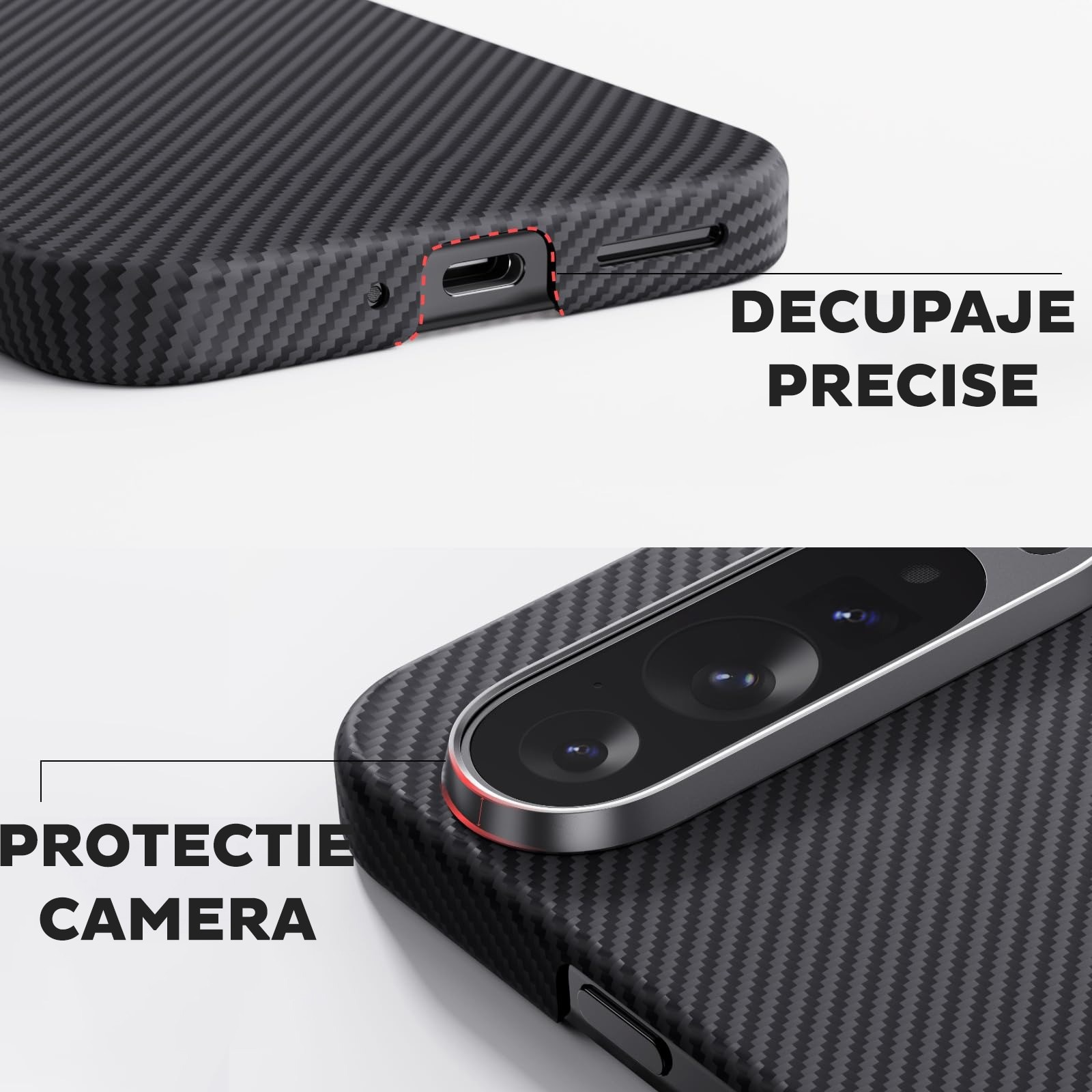 Husa din fibra de aramida/Kevlar pentru Google Pixel 9 Pro Daden®, MagSafe Integrat, Protectie Antisoc, Camera Ultra Safe, Negru