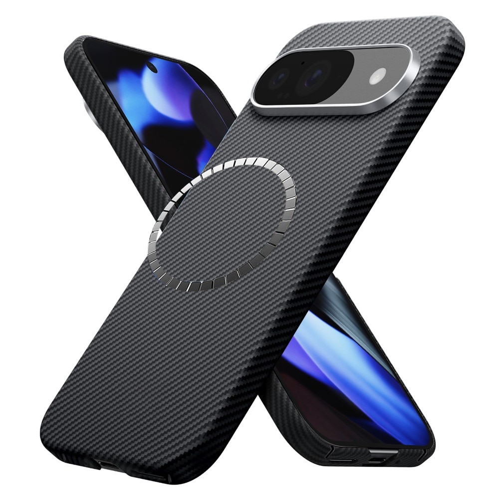 Husa din fibra de aramida/Kevlar pentru Google Pixel 9 Pro Daden®, MagSafe Integrat, Protectie Antisoc, Camera Ultra Safe, Negru