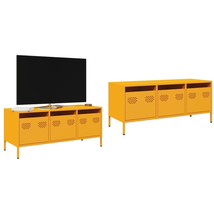 Dulap TV, galben mustar, 101, 5x39x43, 5 cm, otel laminat la rece
