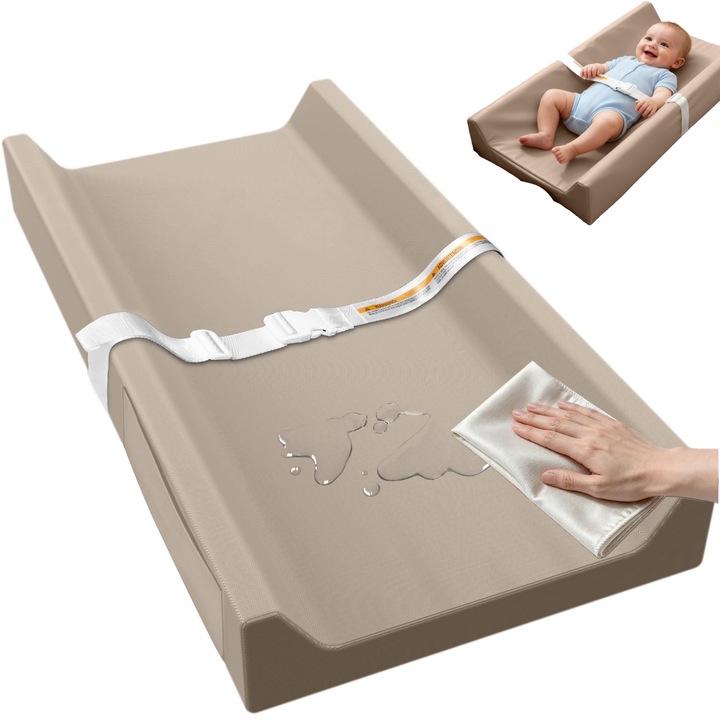 Omelivon® Saltea de schimbat scutece pentru bebelusi din piele vegana, impermeabila si usor de sters, moale, 81 cm x 42 cm, statie de schimbat scutece confortabila pentru comoda si masa