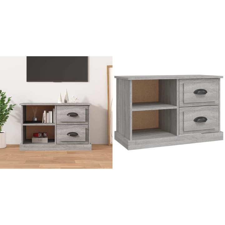 Comoda TV, gri sonoma, 73x35, 5x47, 5 cm, lemn prelucrat