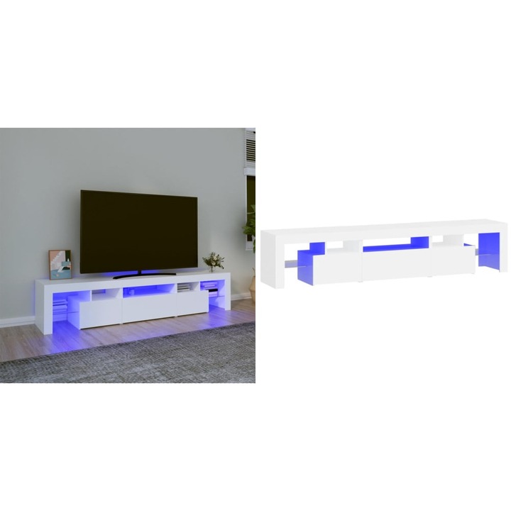 Dulap TV cu lumini LED alb 200x36, 5x40 cm