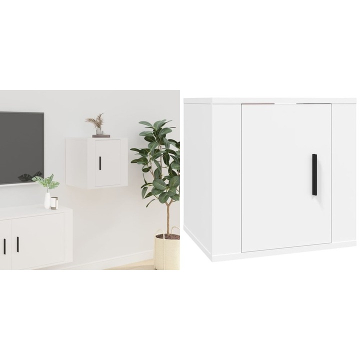 Dulap TV montat pe perete, alb, 40x34, 5x40 cm