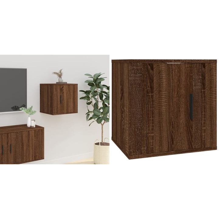 Dulap TV montat pe perete, stejar maro, 40x34, 5x40 cm