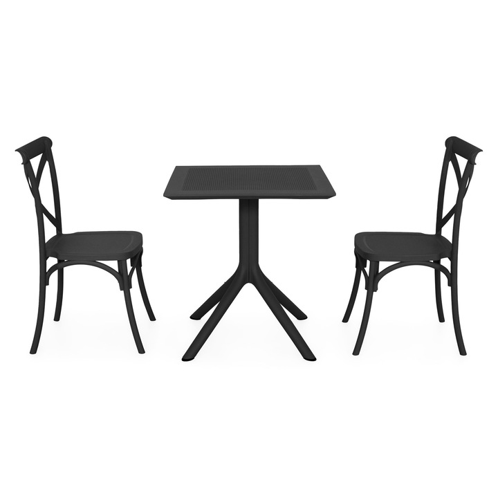 Set mobilier gradina/terasa 2 scaune si masa, Maison Mex TIPPUS/SUCCOR, antracit