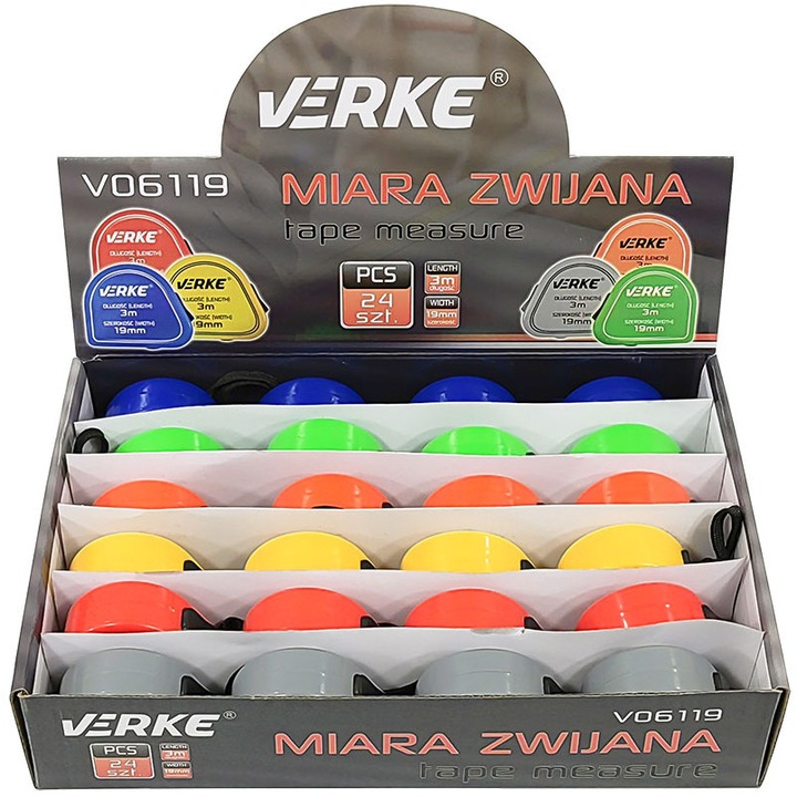 Set banda de masurare 3m 24 buc, VERKE, V06119