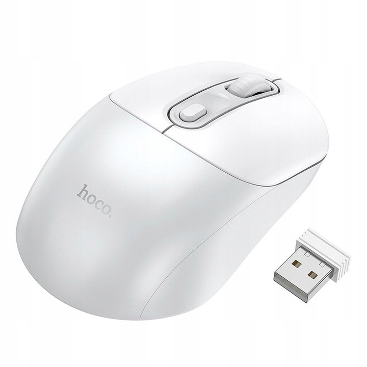 Maus Wireless HOCO GM28, 2.4G USB, 1600 DPI, 4 Butoane, Gri