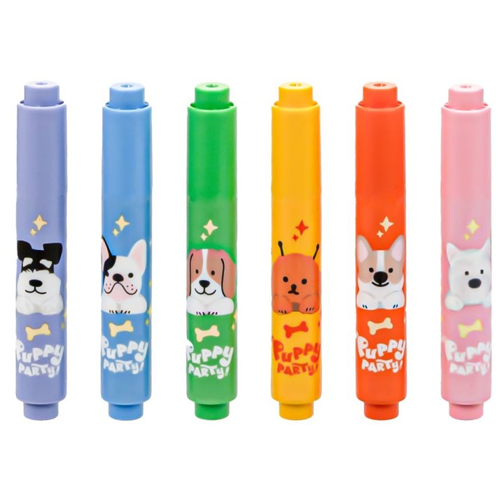 Комплект 6 мини маркера Puppy Party, Многоцветни