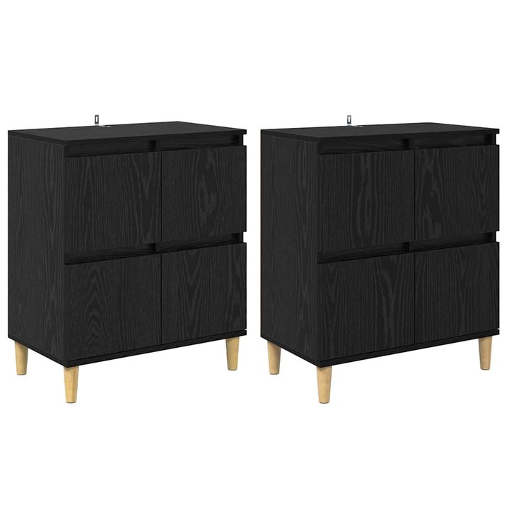 Oldalszekrények 2 pcs Fekete tölgy 60 x 35 x 70 cm Faanyag, vidaXL, 3415604