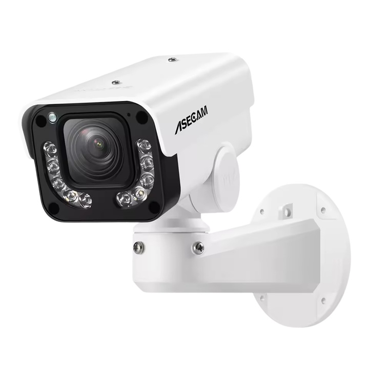 Camera de supraveghere, Asecam, 30x zoom optic, 4K Ultra HD, rezistenta la intemperii, alb