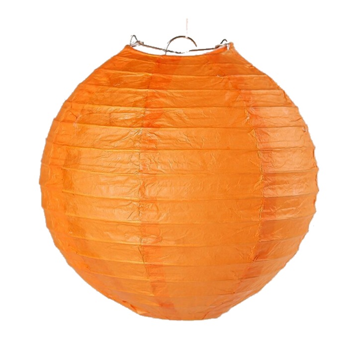 Lampion tip lampa de orez, din hartie, sferic, portocaliu, 30 cm