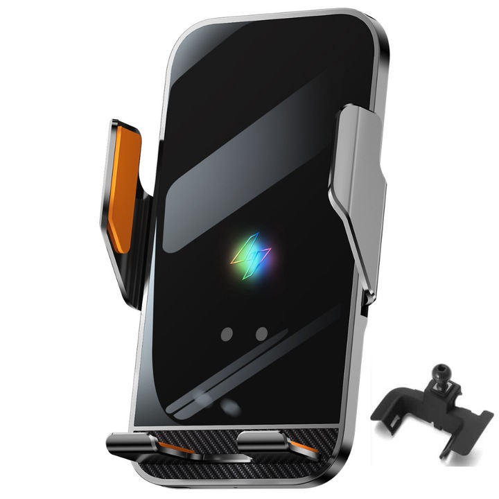 Suport auto telefon VELTROVA cu incarcare wireless 15W, prindere dedicata pentru VOLVO XC60 (2018-PREZENT), senzor automat, rotire 360°, montaj stabil pe bord prin clipsare