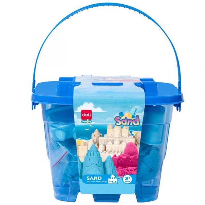 Моделиращ пясък Deli, 500 гр., с аксесоари, идеален за творчество