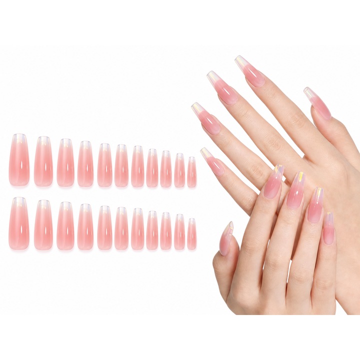 Kit mini polygel pentru constructie unghii HSD-Tech, 24 piese, 15ml gel jeleu, culoare Pomelo transparent, cu adeziv inclus, pentru extensie unghii Rosa deschis