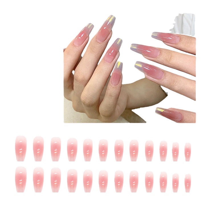 Kit mini polygel pentru constructie unghii HSD-Tech, 24 piese, 15ml gel jeleu, culoare Pomelo transparent, cu adeziv inclus, pentru extensie unghii Rosa deschis
