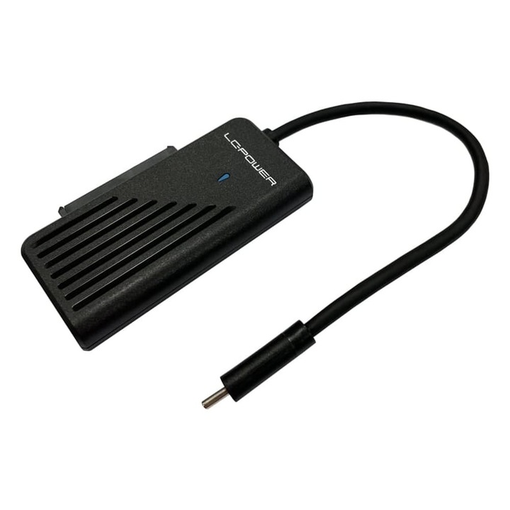 Adaptor LC-Power USB-C pentru SSD/HDD SATA de 2.5"/3.5" și unități NVMe M.2, negru - LC-ADA-USB-SATA-NVMe