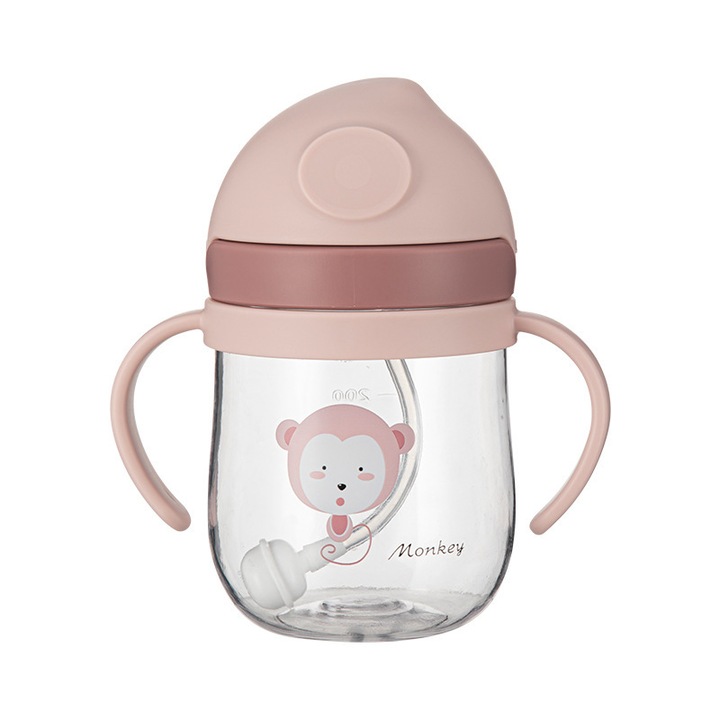 Csöpögésmentes itatópohár csecsemőknek és gyerekeknek, kólikaellenes rendszer, 6+ hónap, BPA-mentes, 350ml, rózsaszín