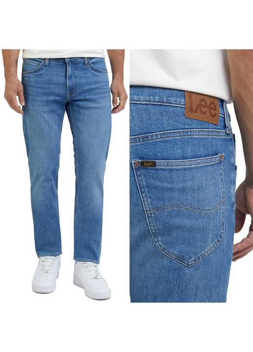 Blugi drepti barbati Lee Daren albastru W38 L34, 95% bumbac, elasticitate suplimentara