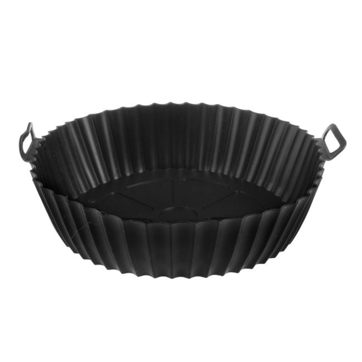 Tava de copt din silicon pentru Air Fryer, reutilizabila, Ø23x7 cm, Negru