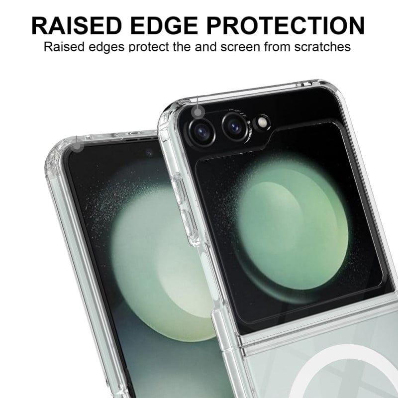 Husa pentru Samsung Galaxy Z Flip6 / Galaxy Z Flip7 FE, SKYDDAR INNOVATION, MagSafe Pro din silicon, set cu sticker, Transparenta