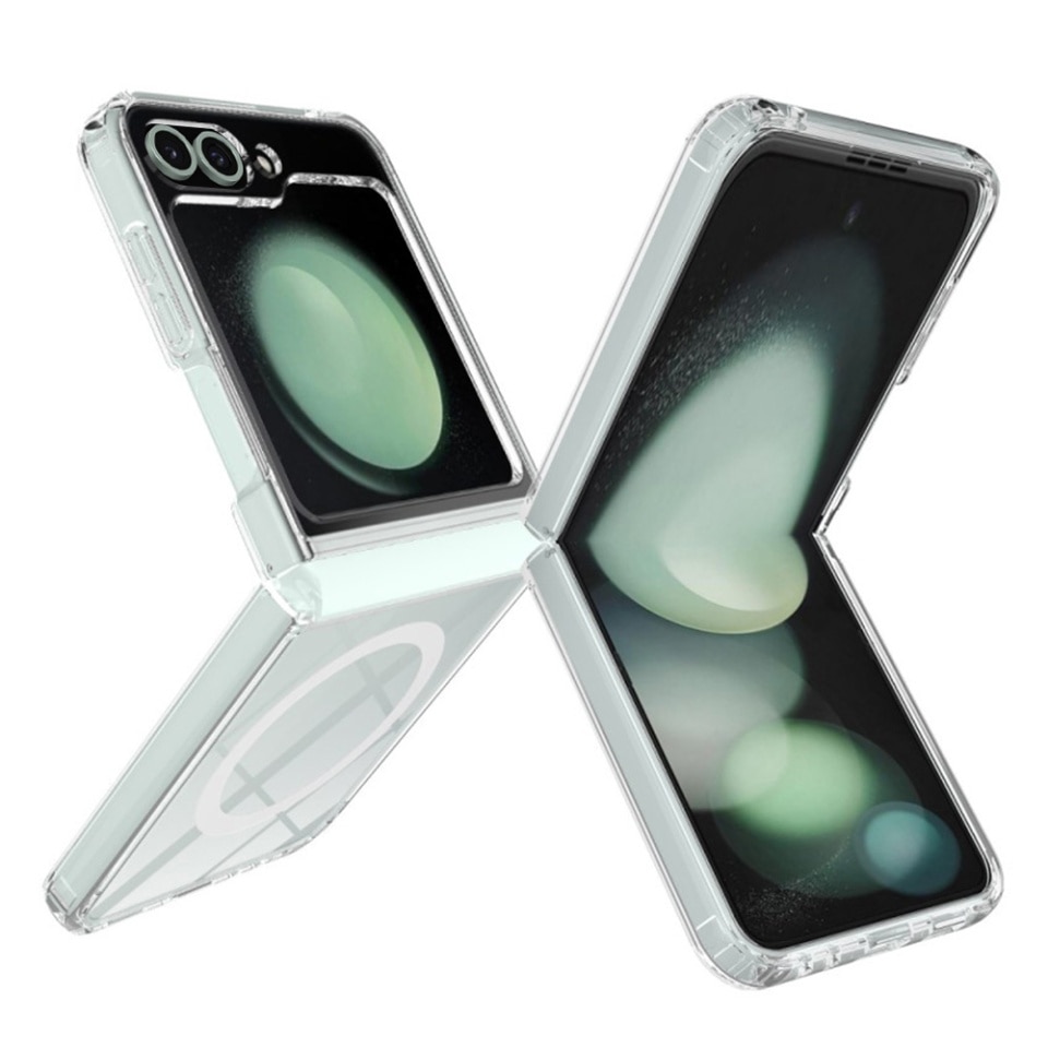 Husa pentru Samsung Galaxy Z Flip6 / Galaxy Z Flip7 FE, SKYDDAR INNOVATION, MagSafe Pro din silicon, set cu sticker, Transparenta