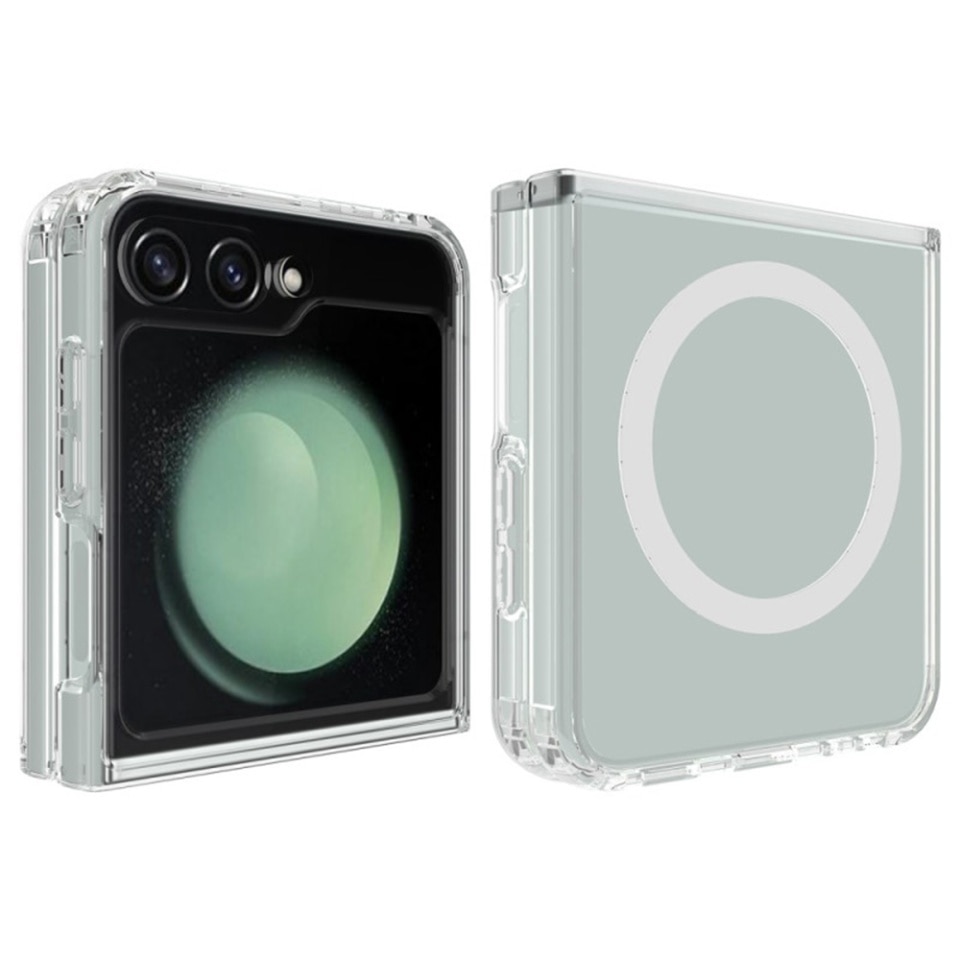 Husa pentru Samsung Galaxy Z Flip6 / Galaxy Z Flip7 FE, SKYDDAR INNOVATION, MagSafe Pro din silicon, set cu sticker, Transparenta