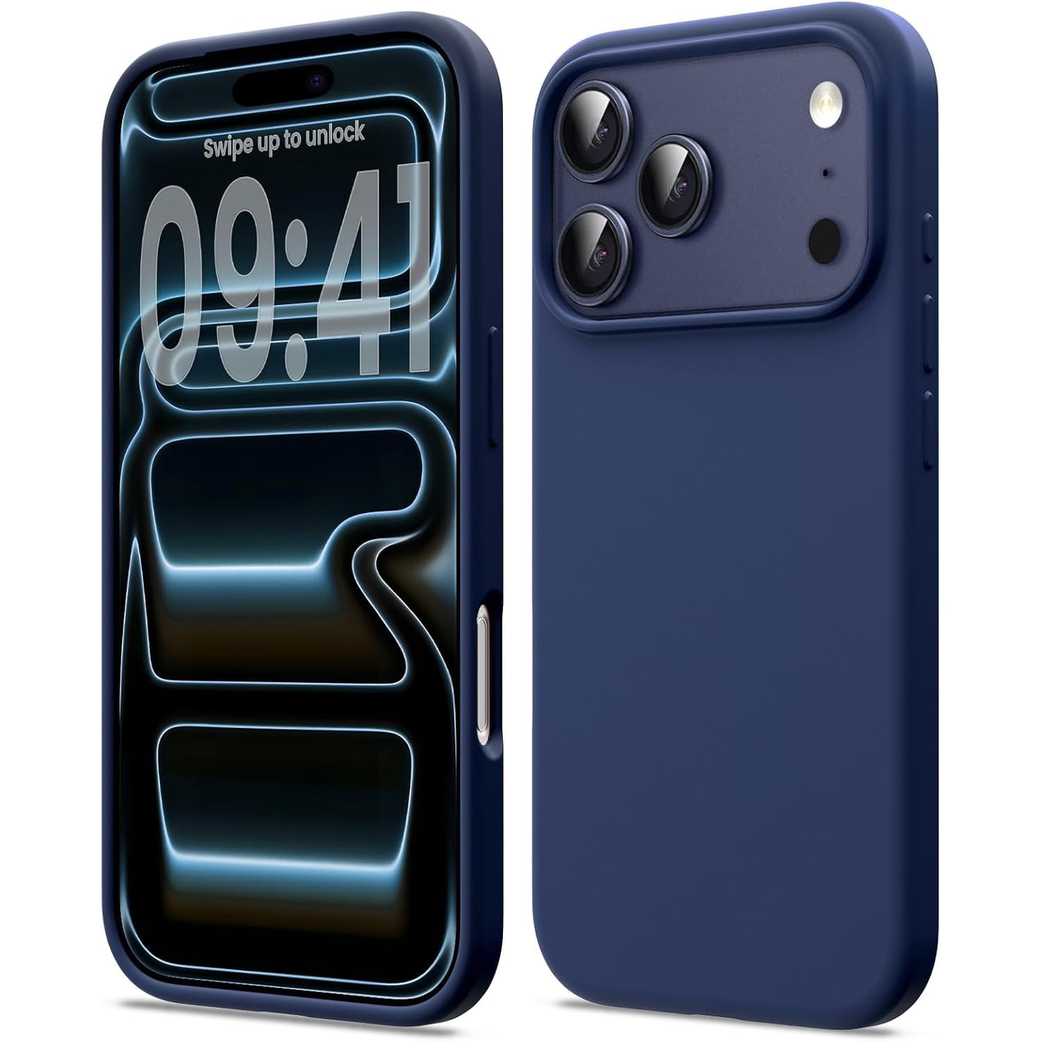 Husa protectie compatibila cu iPhone 17 Pro Max, slim, silicon Bleumarin cu interior din microfibra, protectie camera, protectie ecran, ISAG