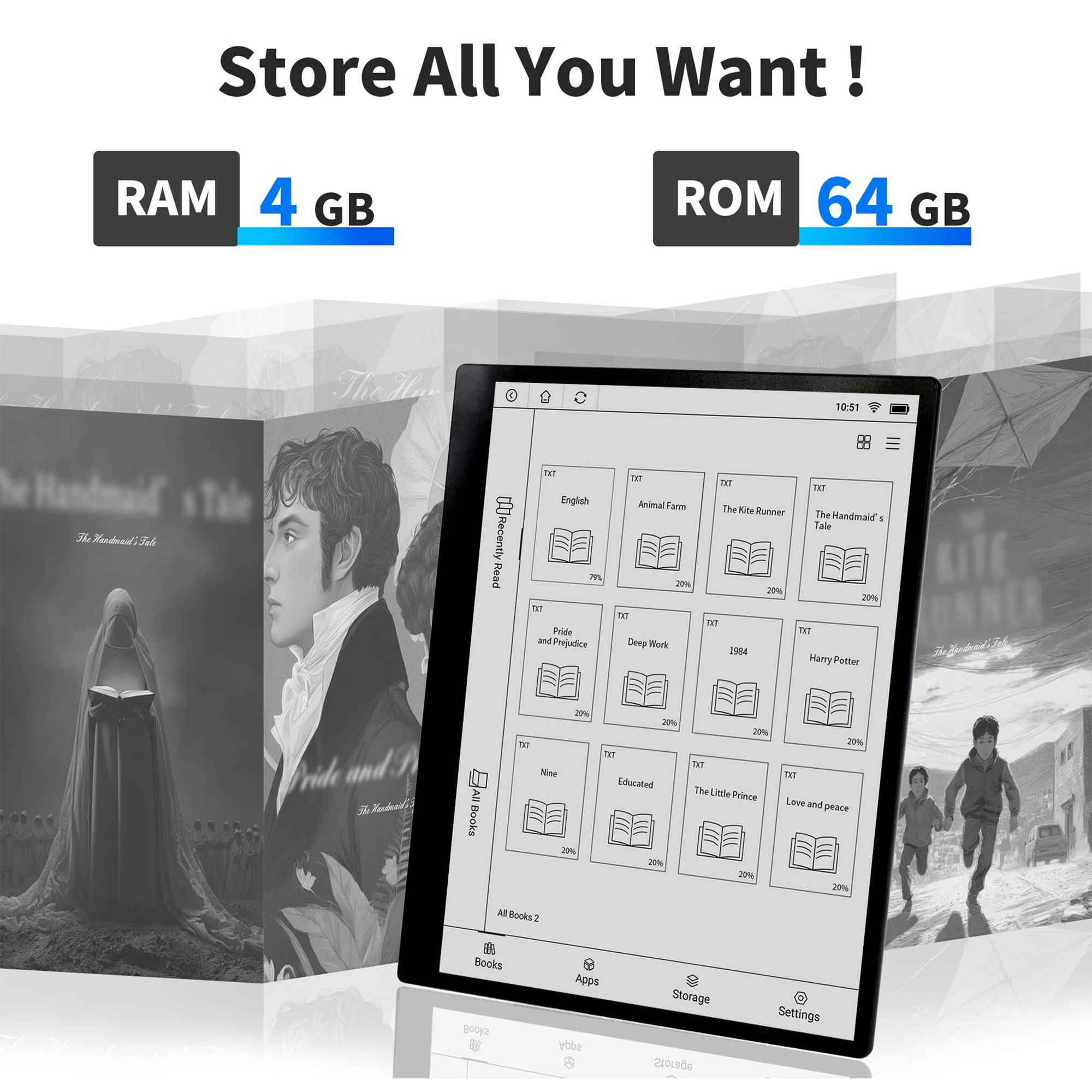 eBook Reader Lipa ET10, 10.3 inch, 64 GB, 4 GB RAM, E-Ink, cu husa si ...