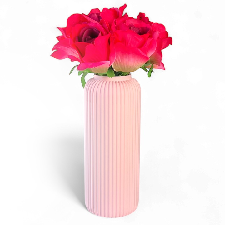 Vaza inalta 22 cm, netezibila, cu insert etans – stil scandinav, Roz pudrat